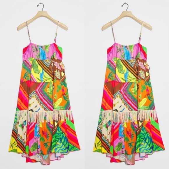 Anthropologie Farm Rio Palila Fringed Midi Dress - Picture 3 of 8